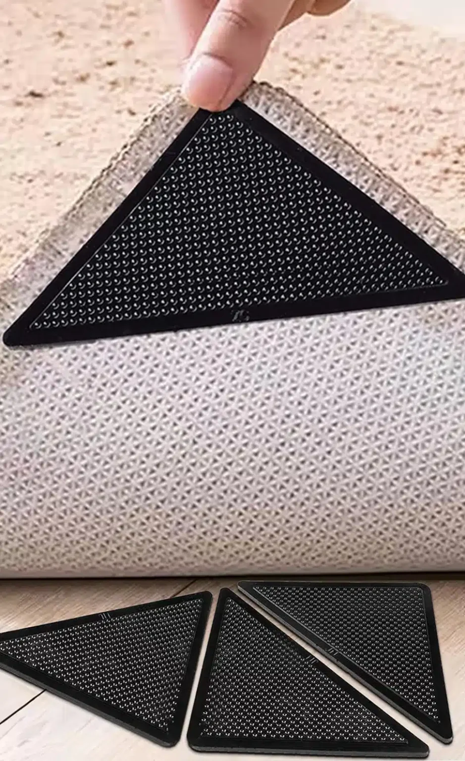 סט משולשי סיליקון לקיבוע השטיח ומניעת החלקה