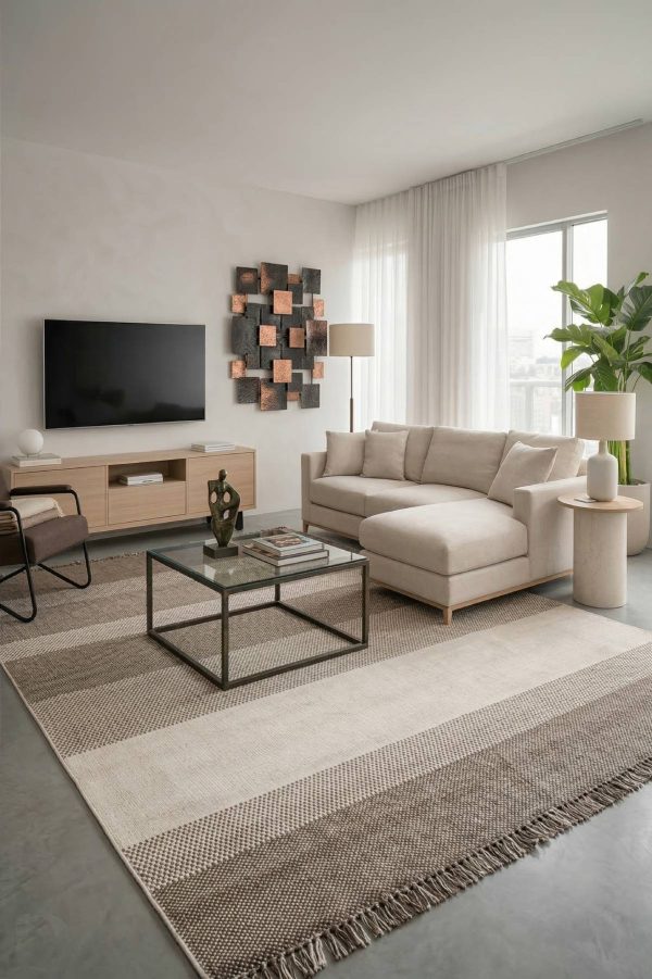 שטיח לופ PLZ-403 לבן בז'