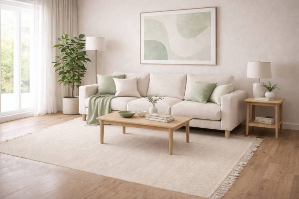 שטיח לופ PLZ-402 לבן עם פרנזים