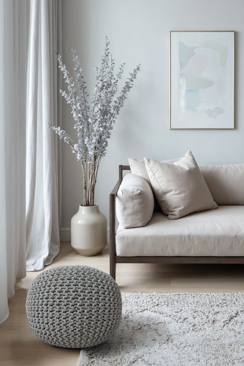 פוף BELLO אפור כסף