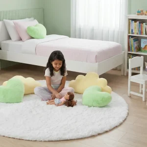 שטיח שאגי מויו MOYO21 | שטיח עגול, girls bedroom, Soft Pastels, Modern, Natural Daylight, styled props.