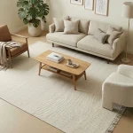 שטיח לופ PLZ-402 לבן עם פרנזים, Living Room, Scandi Neutrals, Modern, Natural Daylight, lifestyle props.