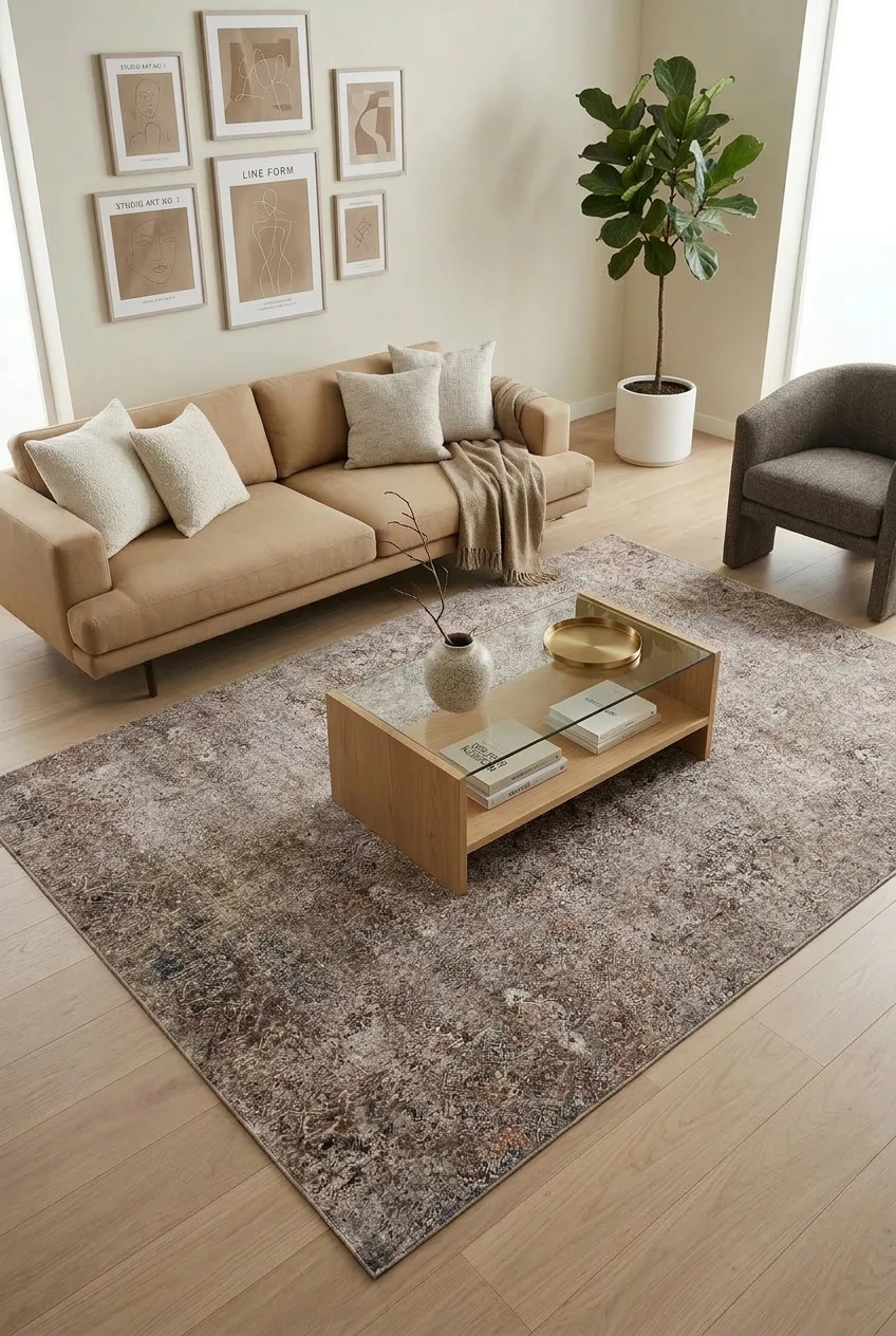 שטיח סיטי B583A, Living Room, Scandi Neutrals, Modern, Studio Clean, styled props.