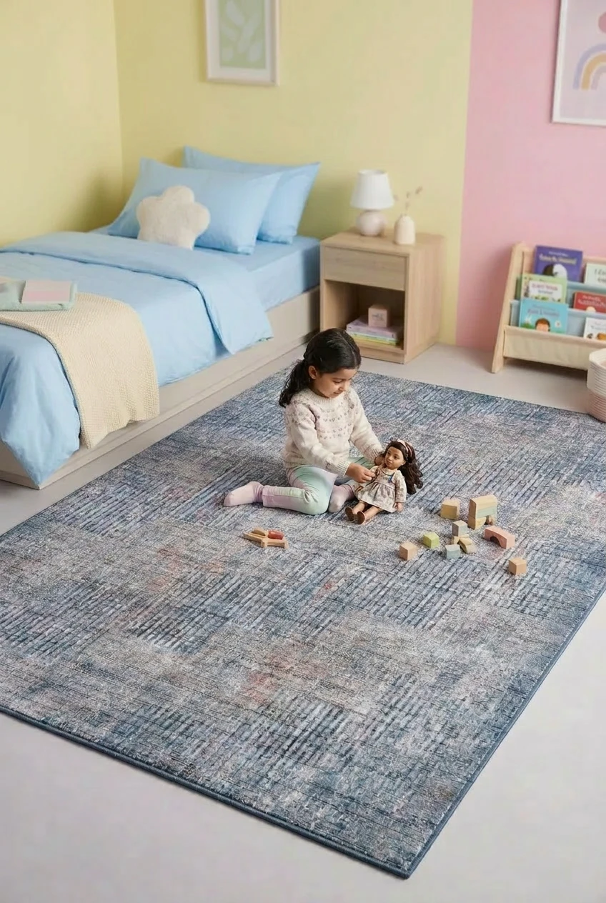 שטיח סיטי B507A, girls bedroom, Soft Pastels, Modern, Natural Daylight, lifestyle props.