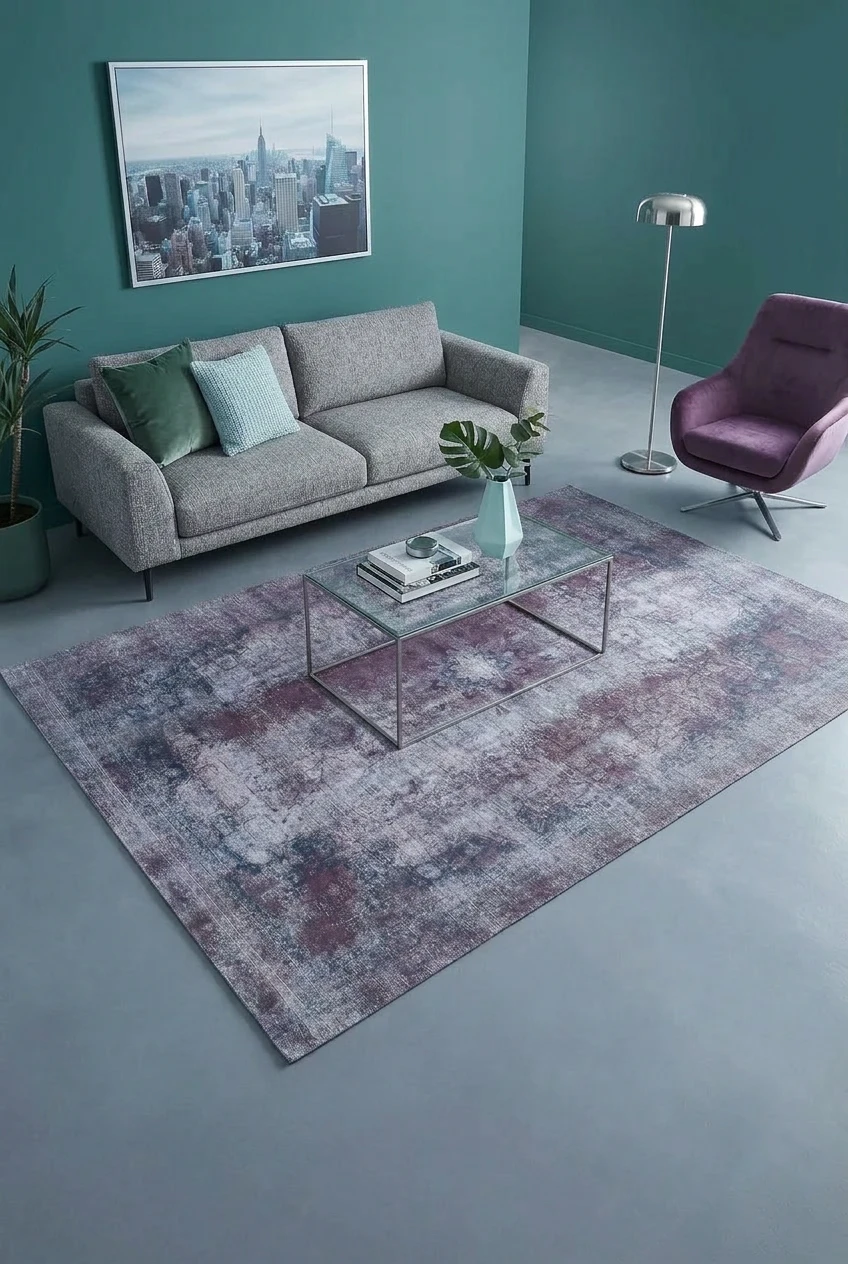 שטיח מרנטה SIRA, Living Room, Cool Serenity, Modern, Studio Clean, styled props.