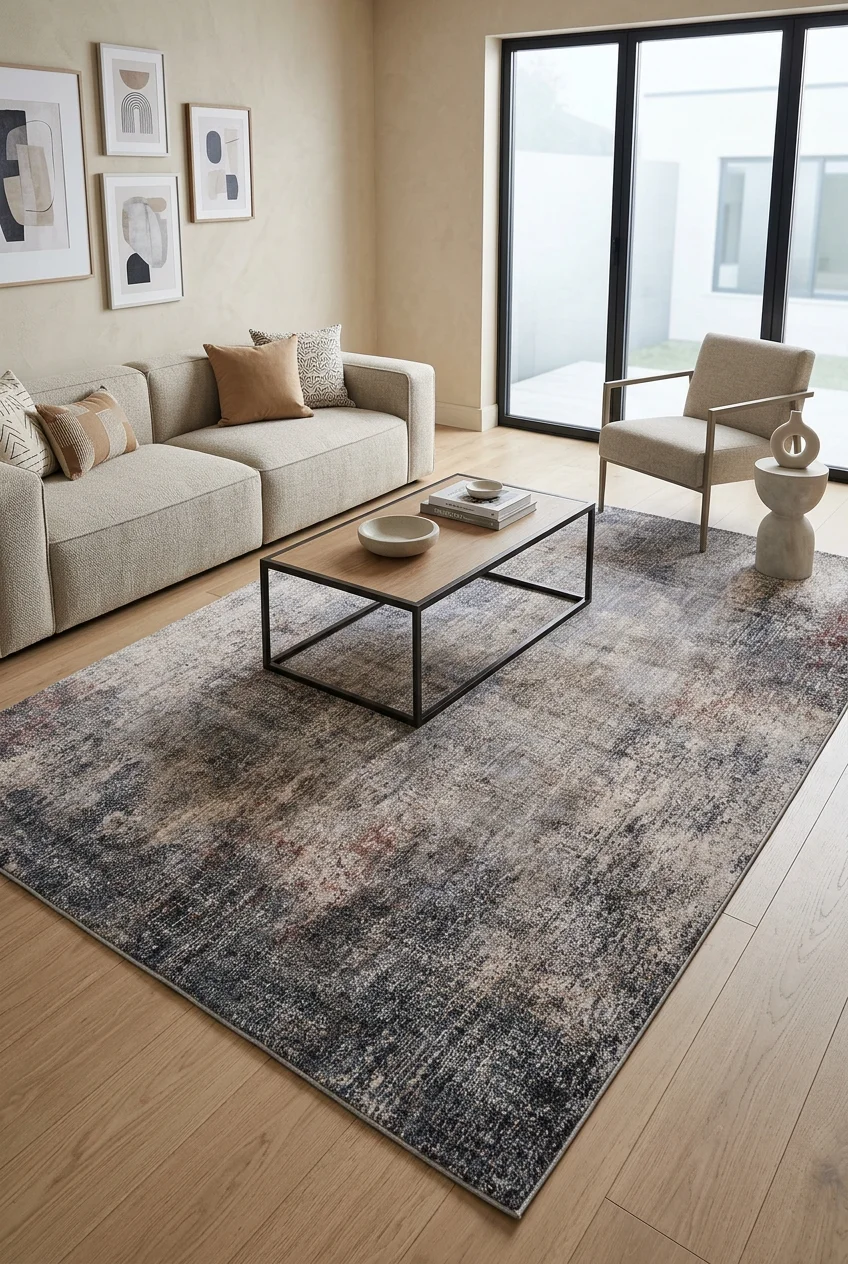 שטיח סיטי B543A, Living Room, Scandi Neutrals, Modern, Studio Clean, styled props.