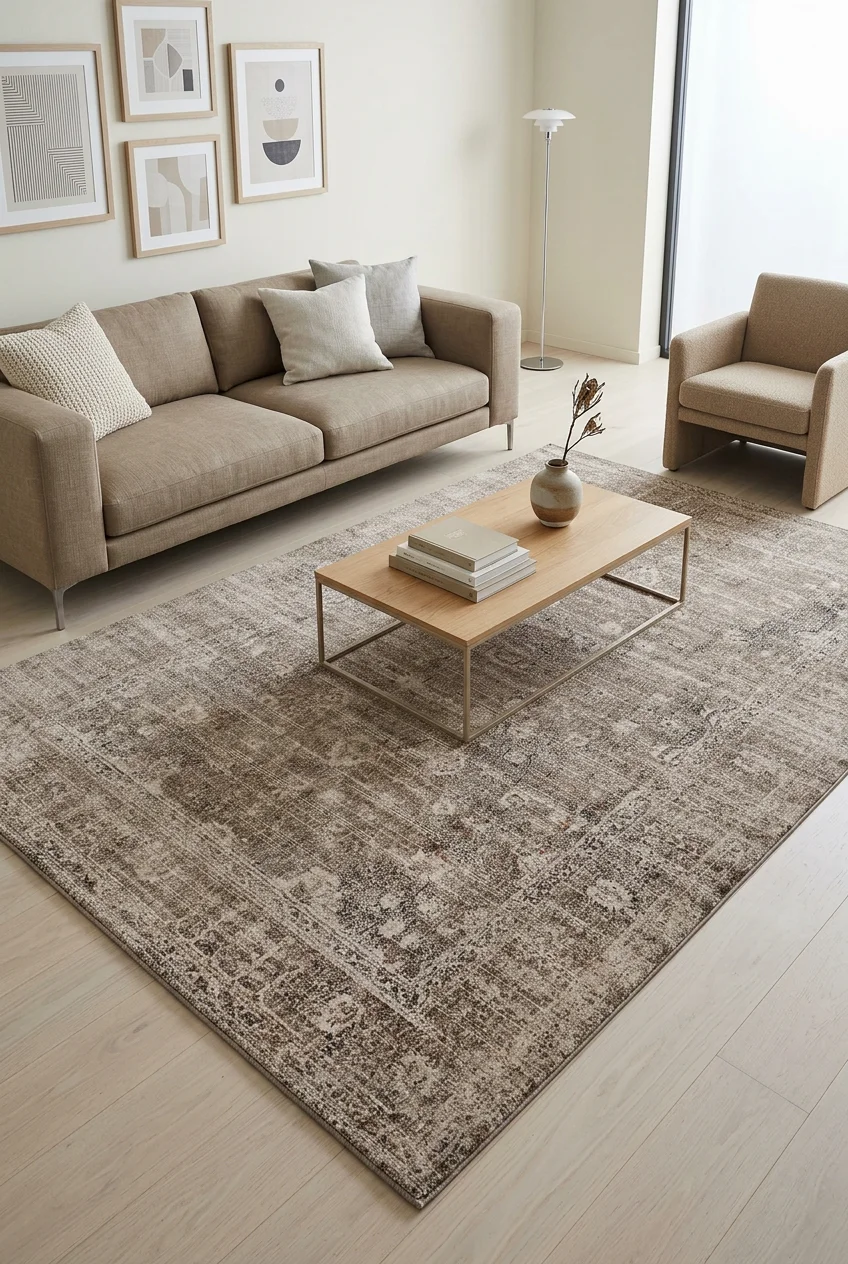 שטיח סיטי B515D, Living Room, Scandi Neutrals, Modern, Studio Clean, styled props.