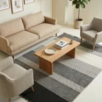 שטיח לופ PLZ-404 לבן אפור עם פרנזים, Living Room, Scandi Neutrals, Modern, Natural Daylight, lifestyle props.