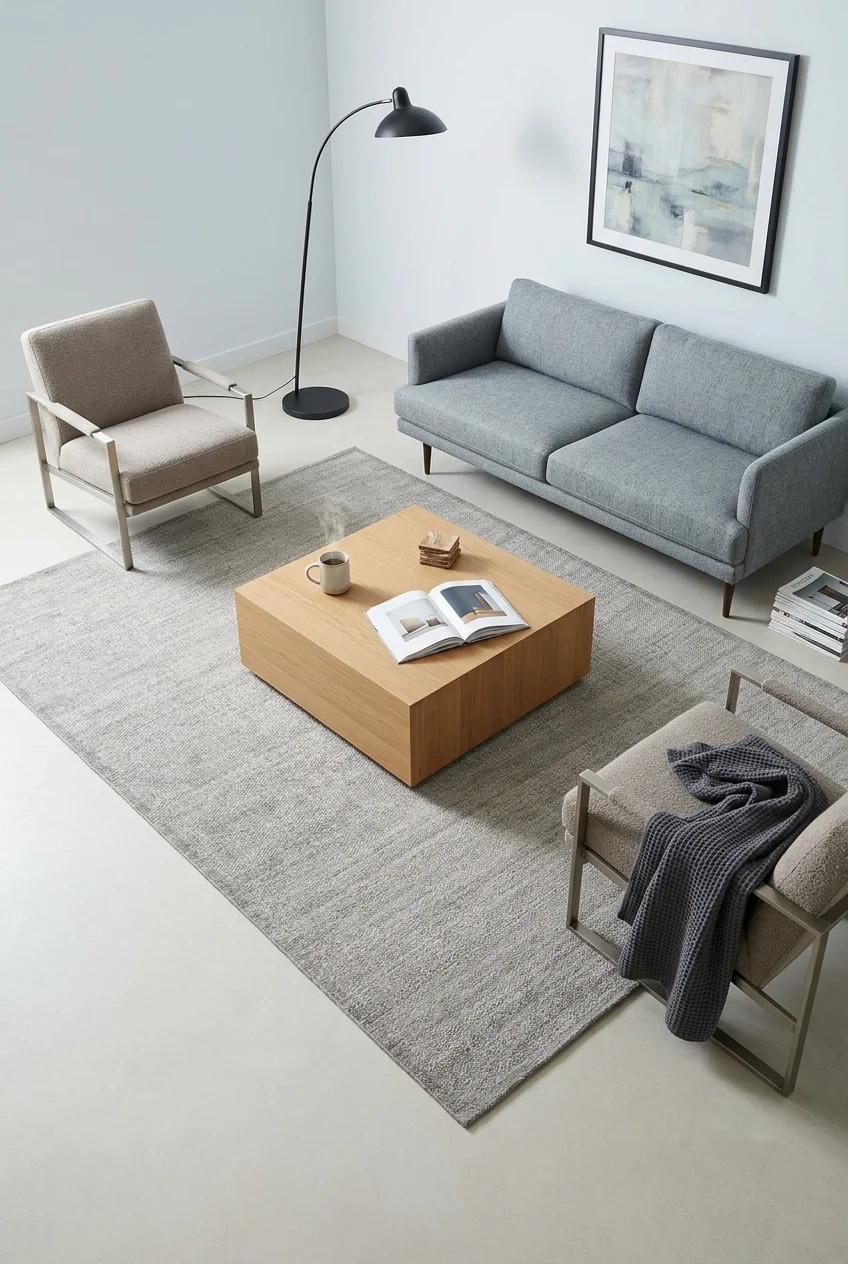 שטיח אמרה SW86A אפור בהיר, Living Room, Hyper-Clean E-com (5600K Daylight), Modern, Natural Daylight, lifestyle props.