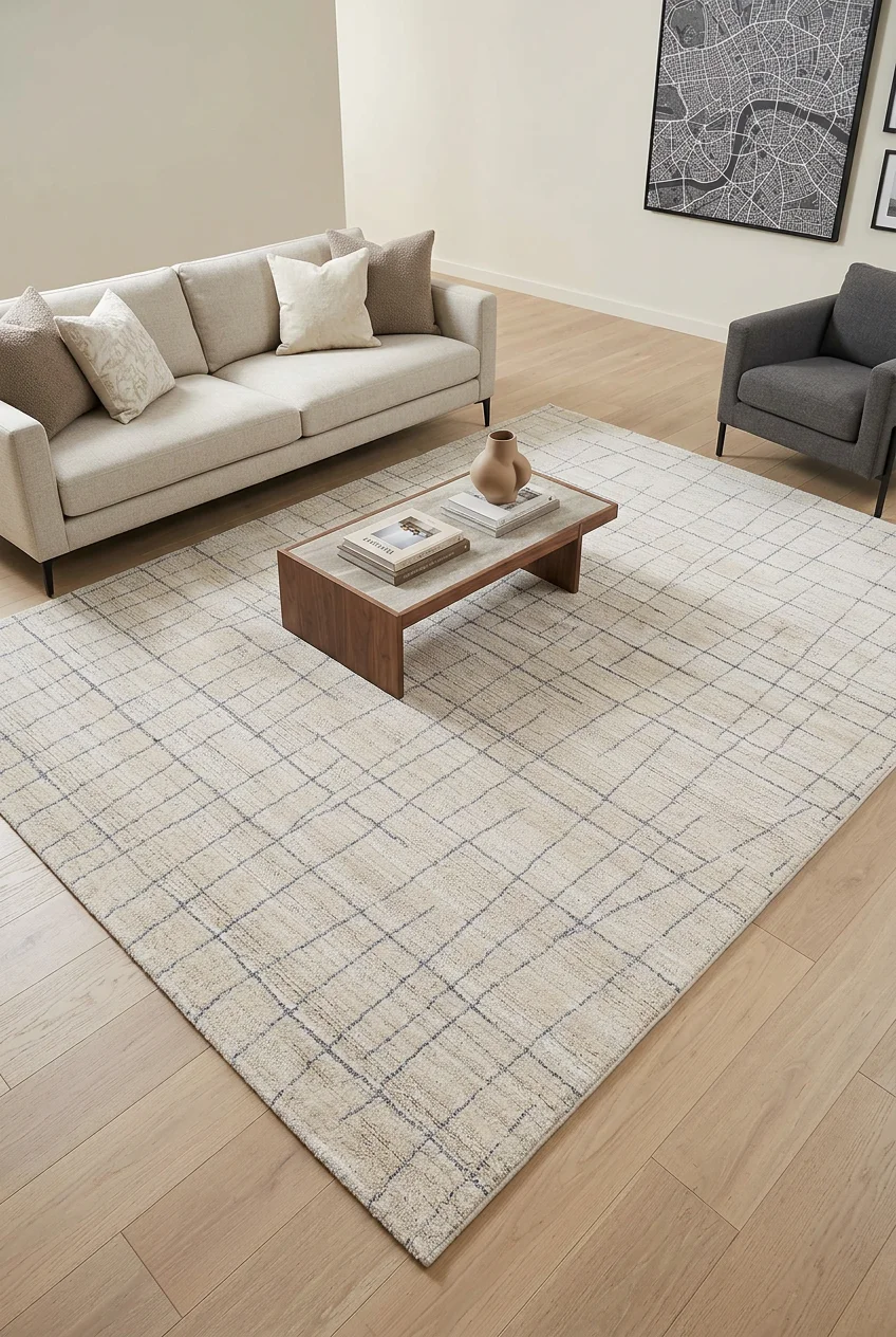 שטיח מאטיס MT06, Living Room, Scandi Neutrals, Modern, Studio Clean, styled props.